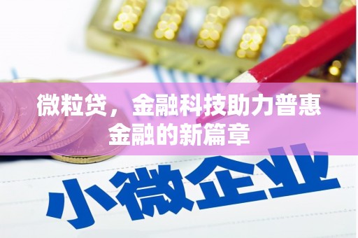 大石桥微粒贷，金融科技助力普惠金融的新篇章